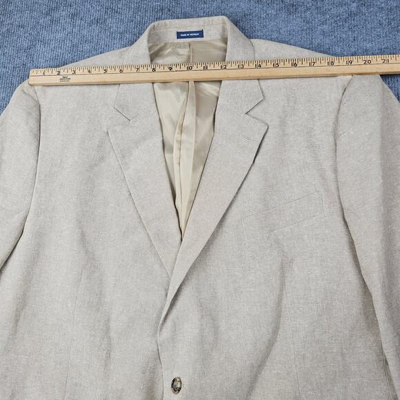 Stafford Sport Coat Mens 50 Regular Sand Linen Classic Fit Wedding Coastal Beach - Picture 3 of 13